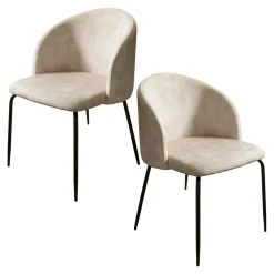 Chaise de salle à manger velours beige dossier rond (lot de 2) TIM