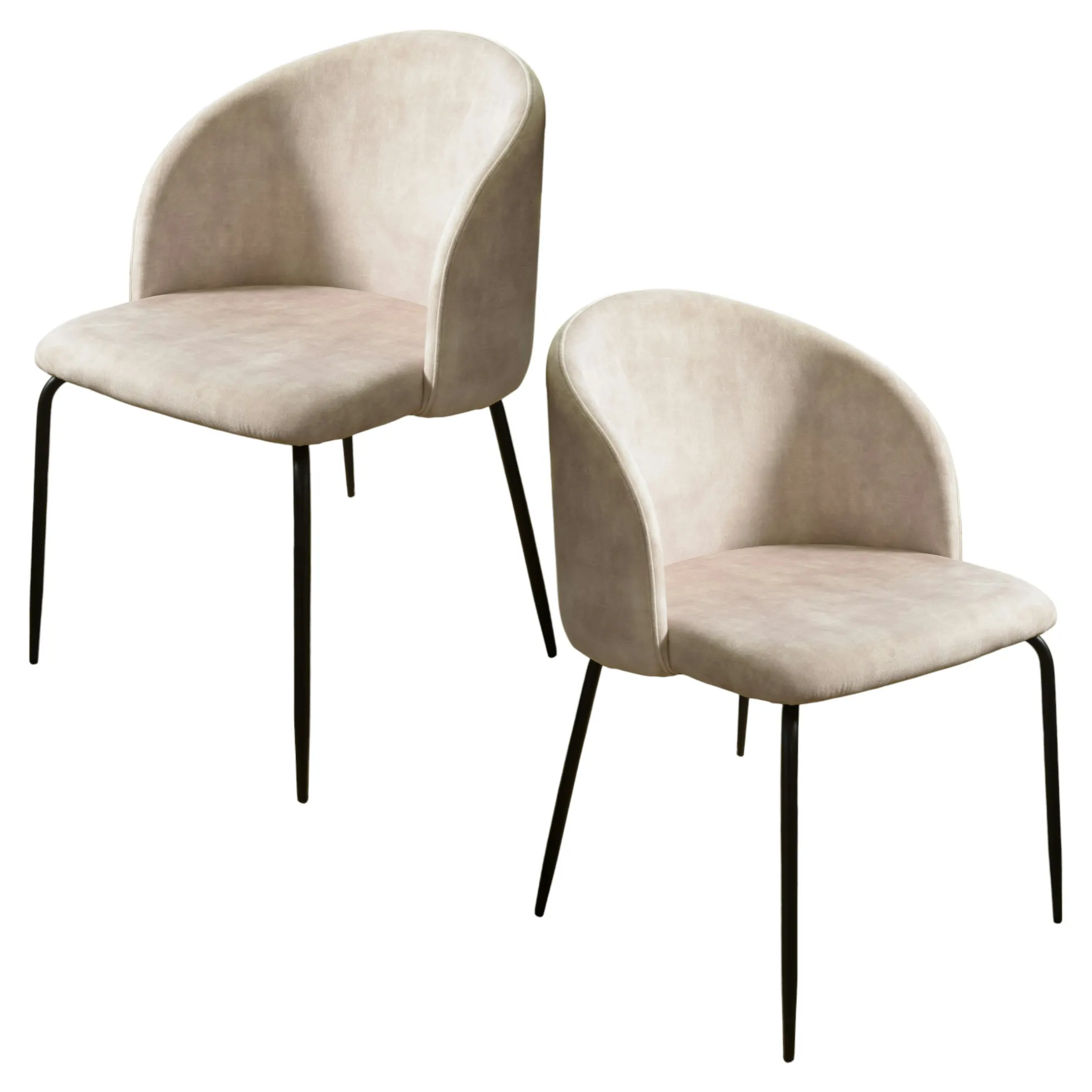 Chaise de salle à manger velours beige dossier rond (lot de 2) TIM