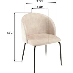 Chaise de salle à manger velours beige dossier rond (lot de 2) TIM