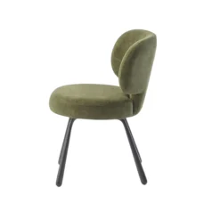 Chaise de salle à manger verte, assise ronde (lot de 2) LIGURIE