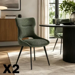 Chaise de salle à manger verte en tissu (lot de 2) LUGANO