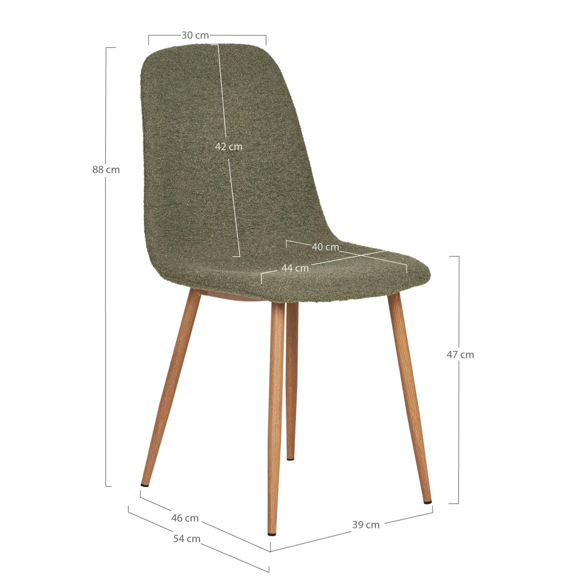 Chaise de salle à manger verte en tissu bouclette (lot de 2) BERLIN