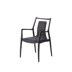 Chaise design anthracite à structure noire (lot de 2) ALDER