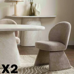 Chaise design beige à assise rembourrée (lot de 2) TREVI