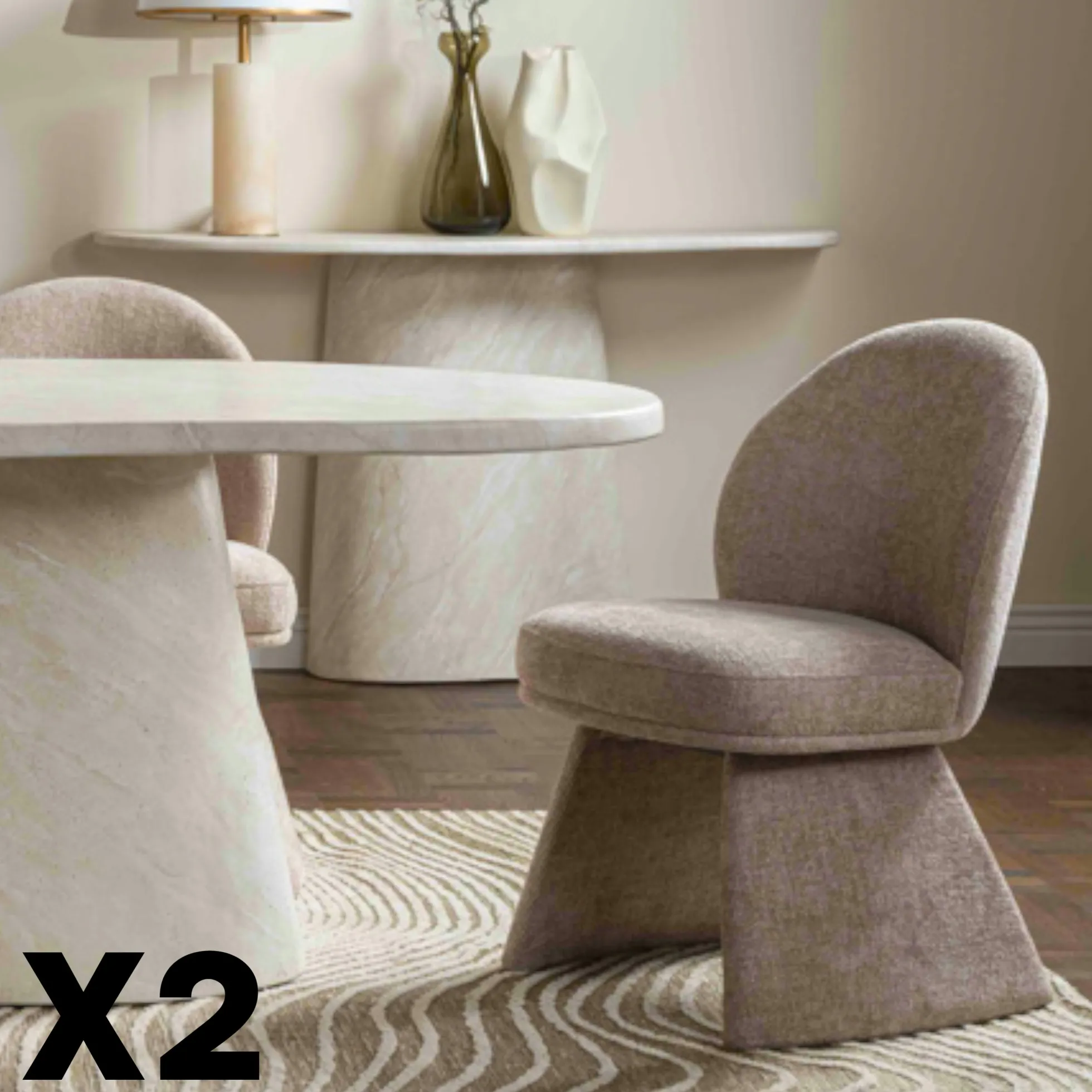 Chaise design beige à assise rembourrée (lot de 2) TREVI