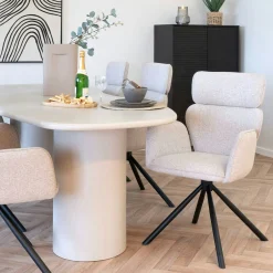 Chaise design beige avec appuie-tête et accoudoirs (lot de 2) BERLIN