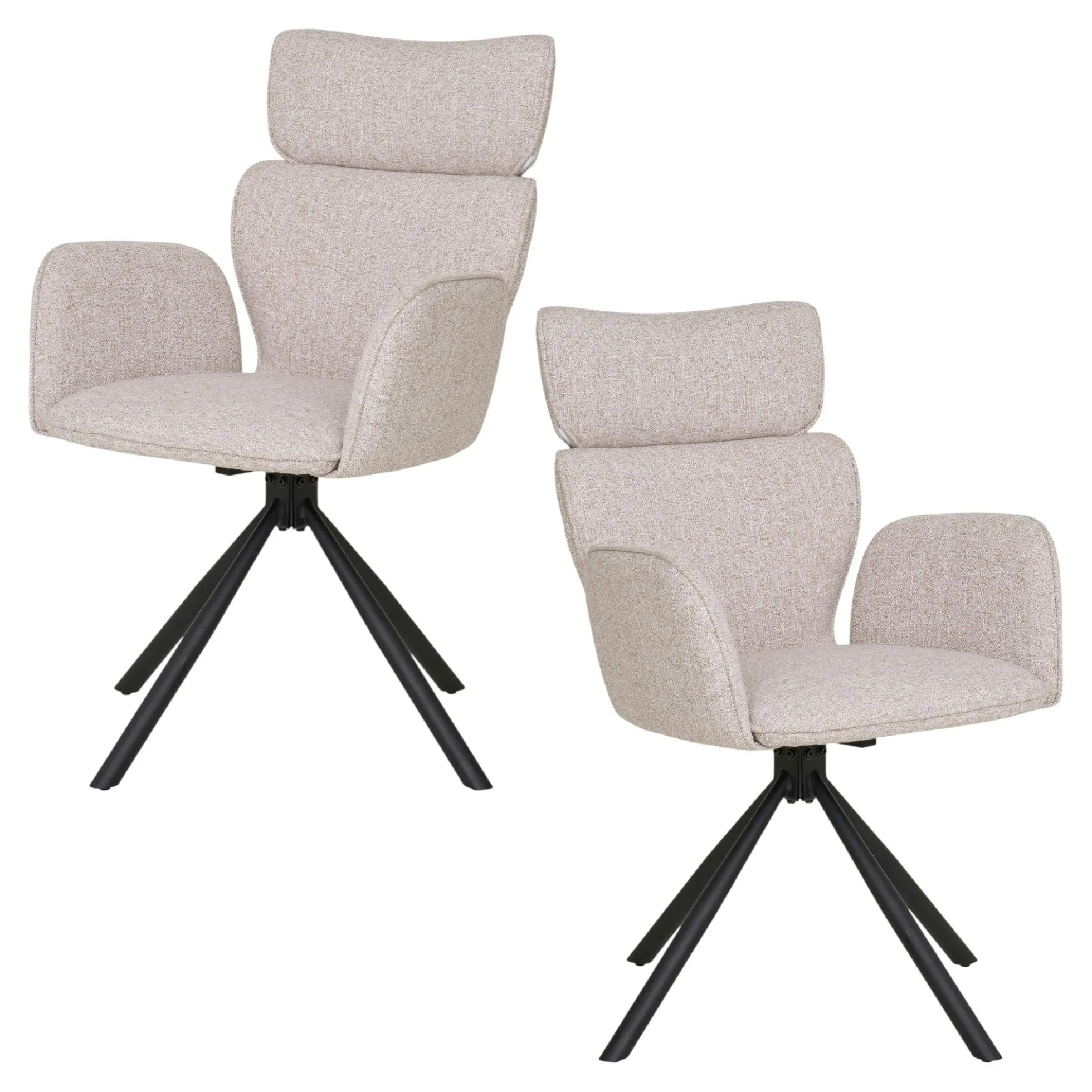 Chaise design beige avec appuie-tête et accoudoirs (lot de 2) BERLIN