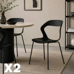 Chaise design noire en polypropylène (lot de 2) ALBA