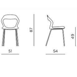 Chaise design prune en polypropylène (lot de 2) ALBA
