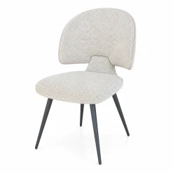 Chaise design tissu beige dossier arrondi (x2) LOMBARDIE