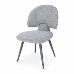 Chaise design tissu gris dossier arrondi (x2) LOMBARDIE