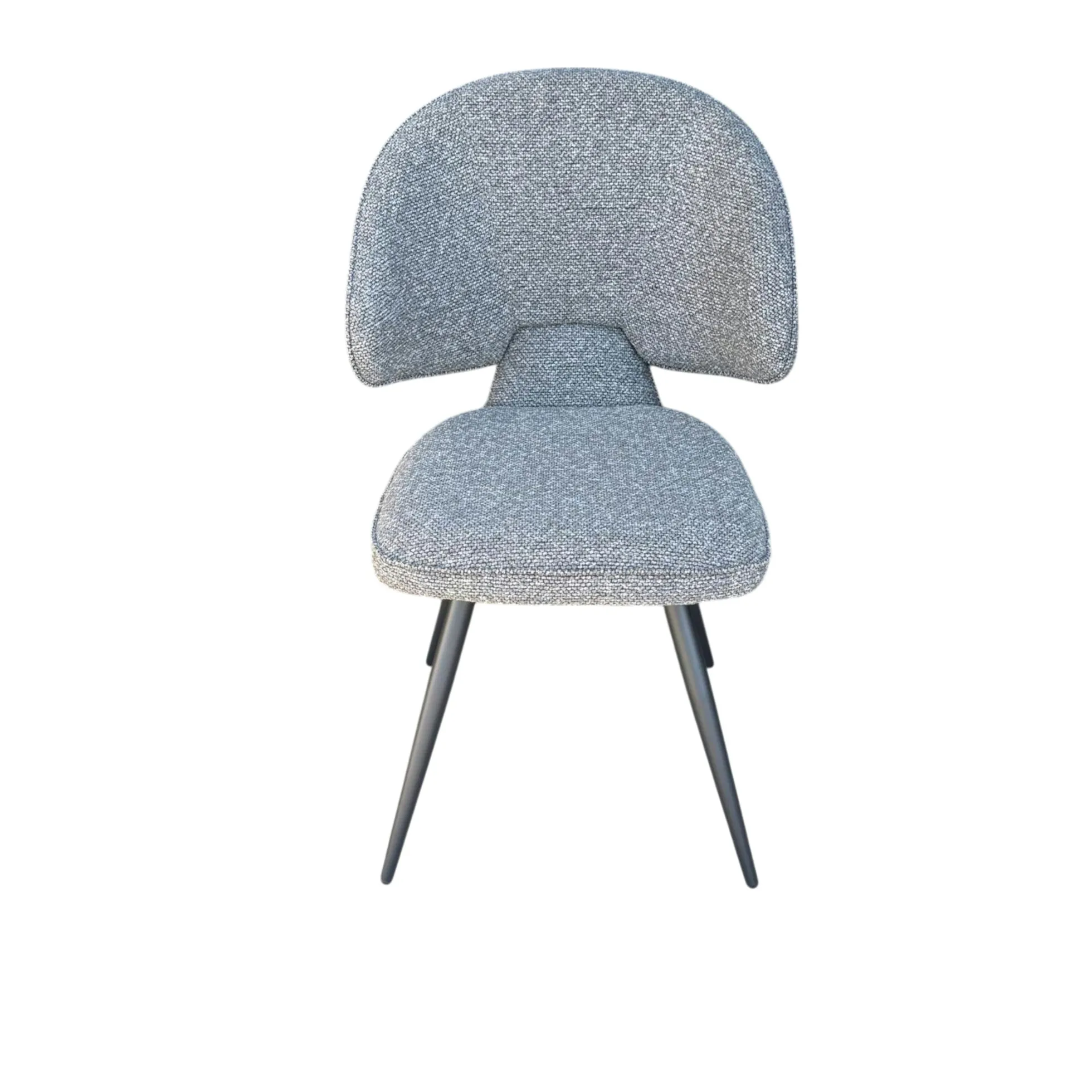 Chaise design tissu gris dossier arrondi (x2) LOMBARDIE