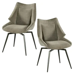 Chaise design tissu microfibre gris (lot de 2) IENA