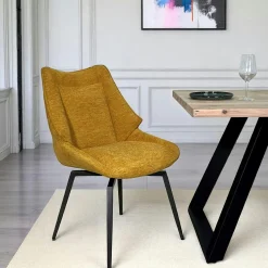 Chaise design tissu microfibre moutarde (lot de 2) IENA