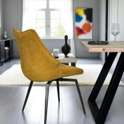 Chaise design tissu microfibre moutarde (lot de 2) IENA