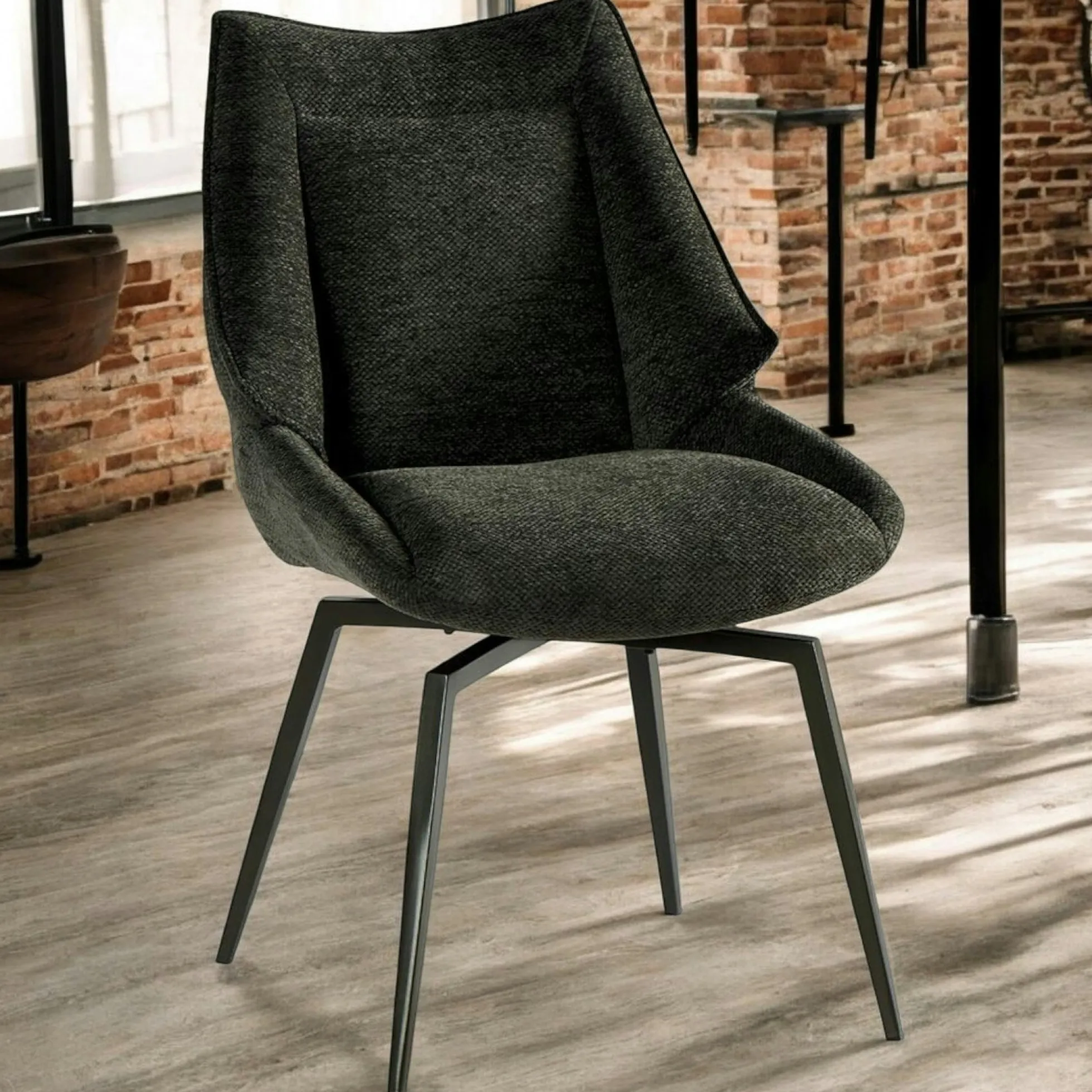 Chaise design tissu microfibre anthracite (lot de 2) IENA