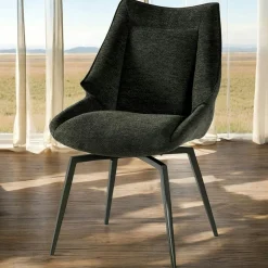 Chaise design tissu microfibre anthracite (lot de 2) IENA