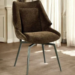 Chaise design tissu microfibre chocolat (lot de 2) IENA