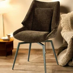 Chaise design tissu microfibre chocolat (lot de 2) IENA