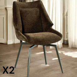 Chaise design tissu microfibre chocolat (lot de 2) IENA