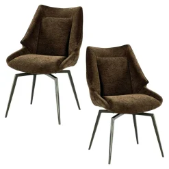 Chaise design tissu microfibre chocolat (lot de 2) IENA