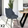 Chaise design tissu microfibre bleu (lot de 2) IENA