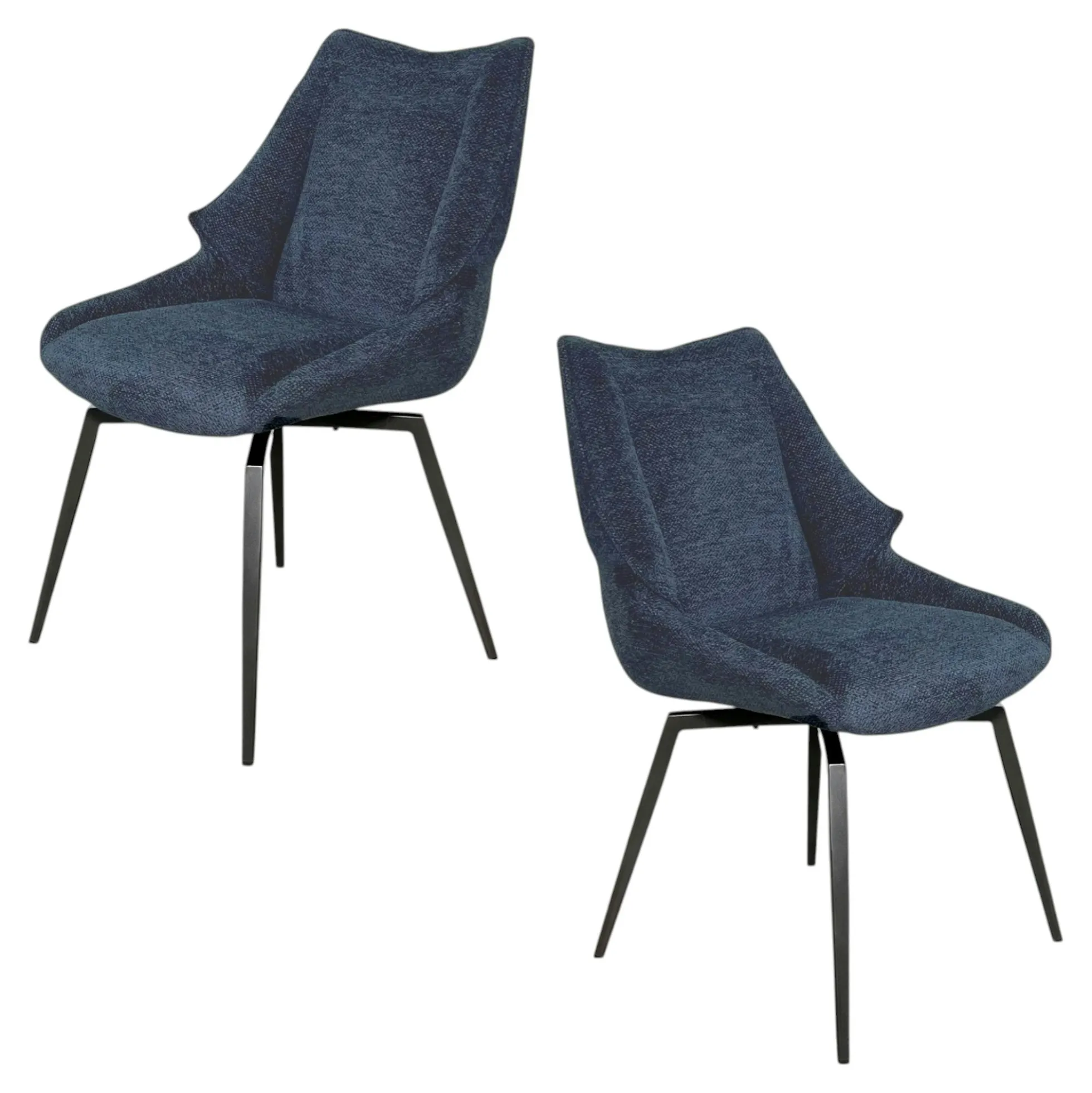 Chaise design tissu microfibre bleu (lot de 2) IENA