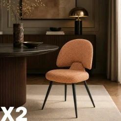 Chaise design tissu rouille dossier arrondi (x2) LOMBARDIE