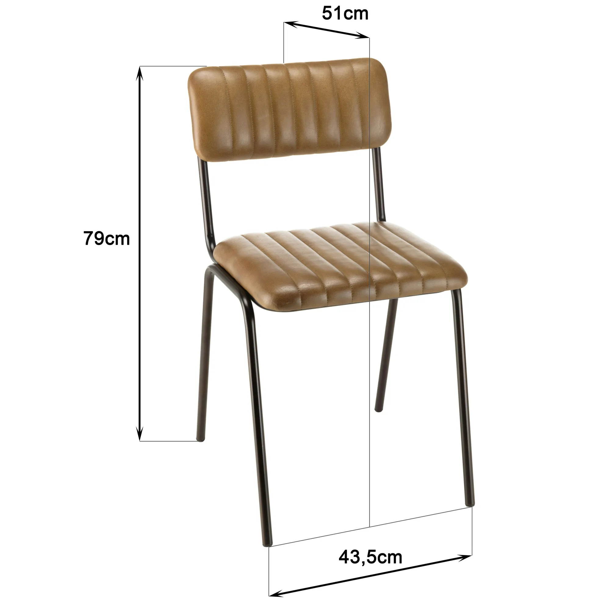 Chaise de table assise et dossier cuir havane (lot de 2) TIM