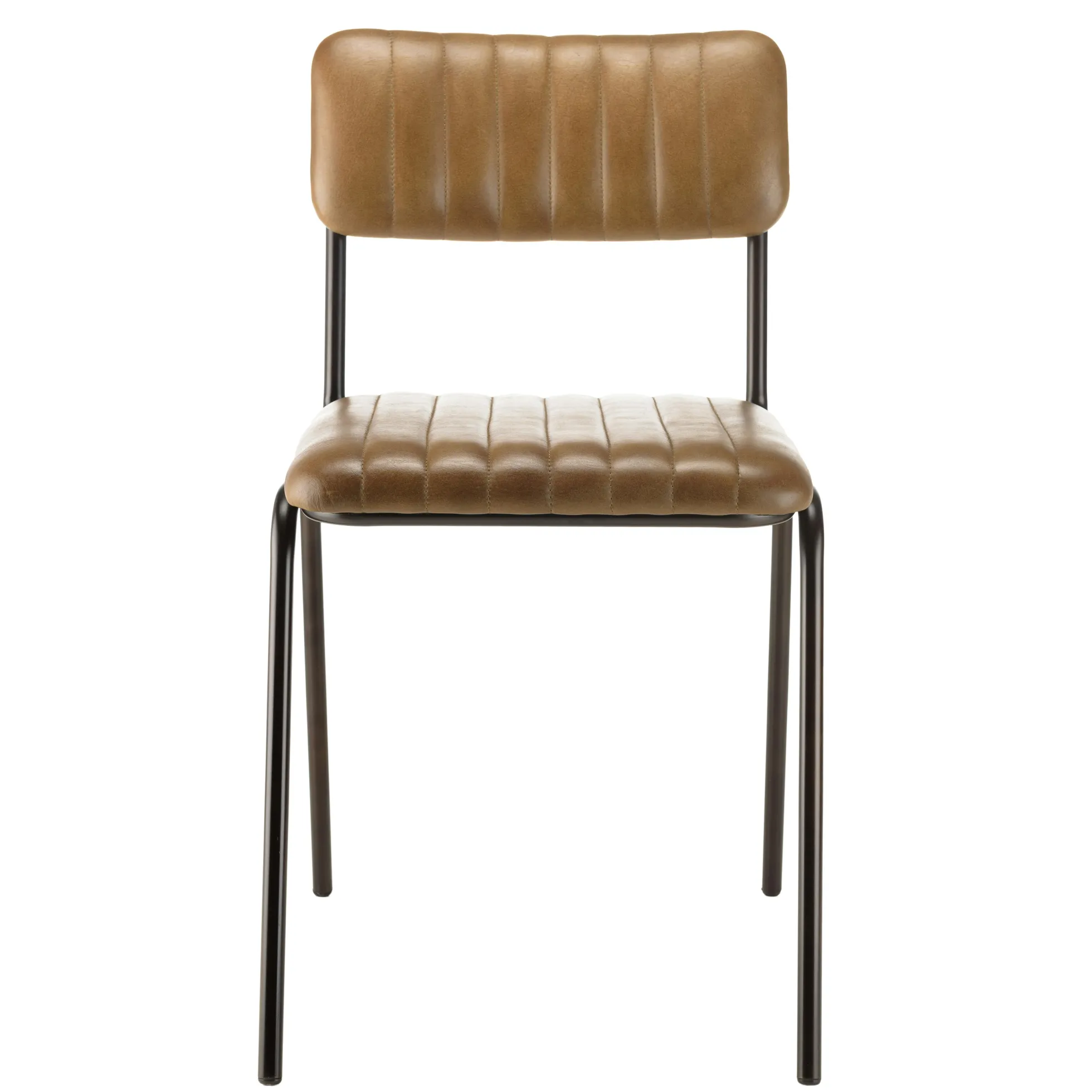 Chaise de table assise et dossier cuir havane (lot de 2) TIM