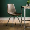 Chaise de table couture apparente taupe pied étoile HELSINKI (lot de 2)