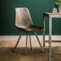 Chaise de table couture apparente taupe pied étoile HELSINKI (lot de 2)