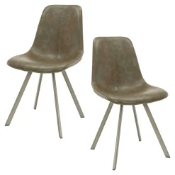 Chaise de table couture apparente taupe pied étoile HELSINKI (lot de 2)