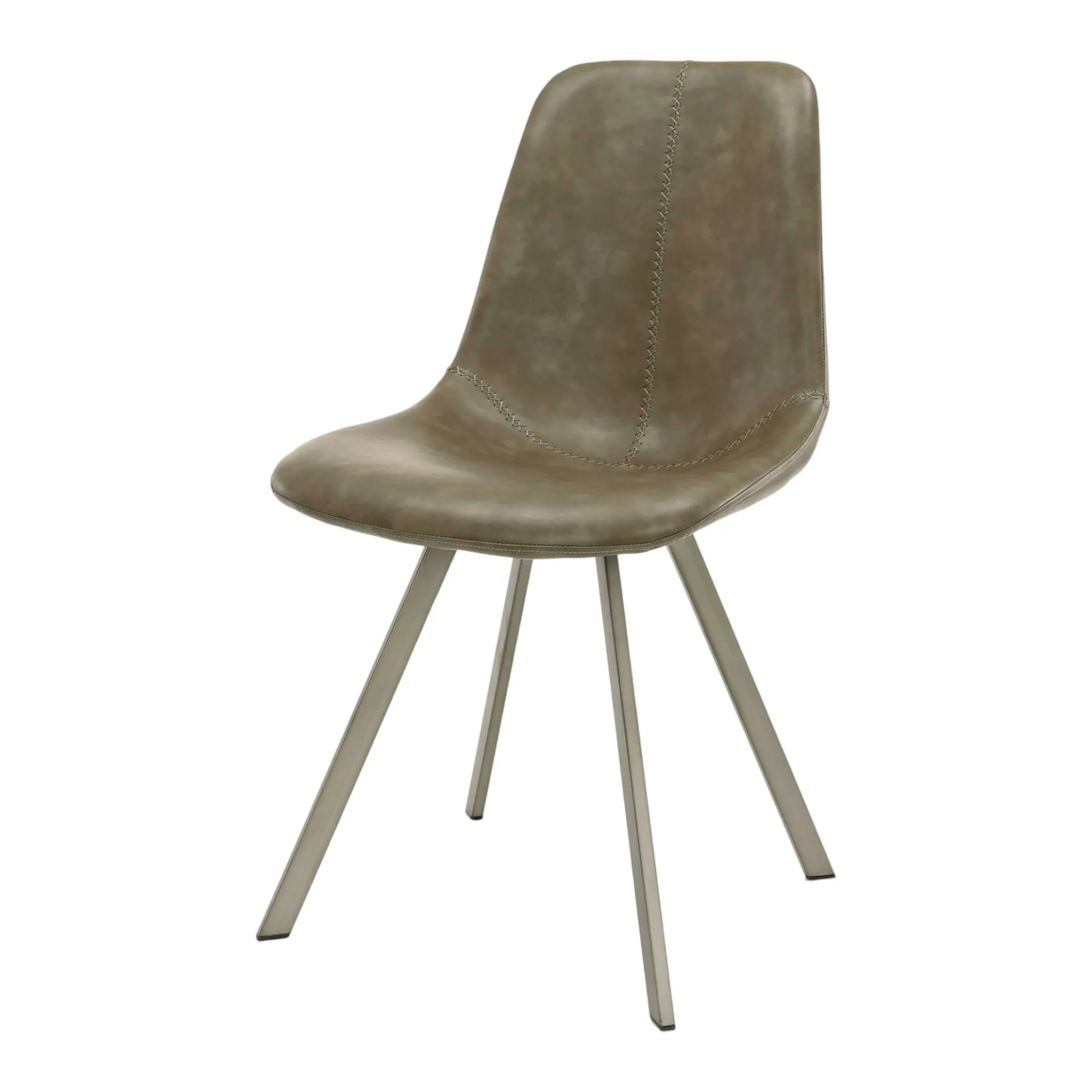 Chaise de table couture apparente taupe pied étoile HELSINKI (lot de 2)