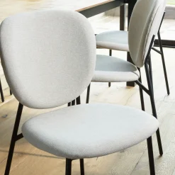 Chaise de table tissu écru (lot de 2) TIM