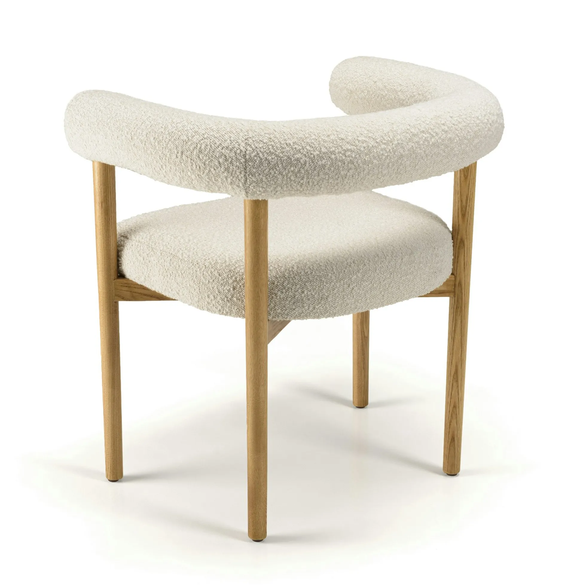 Chaise dossier arrondi tissu bouclette blanc TIM