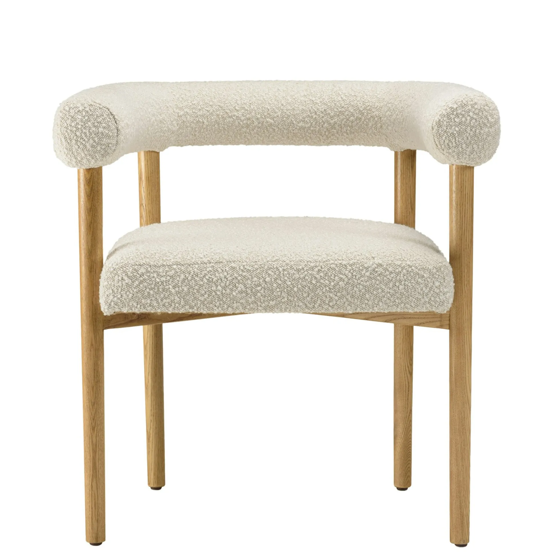 Chaise dossier arrondi tissu bouclette blanc TIM
