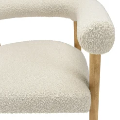 Chaise dossier arrondi tissu bouclette blanc TIM