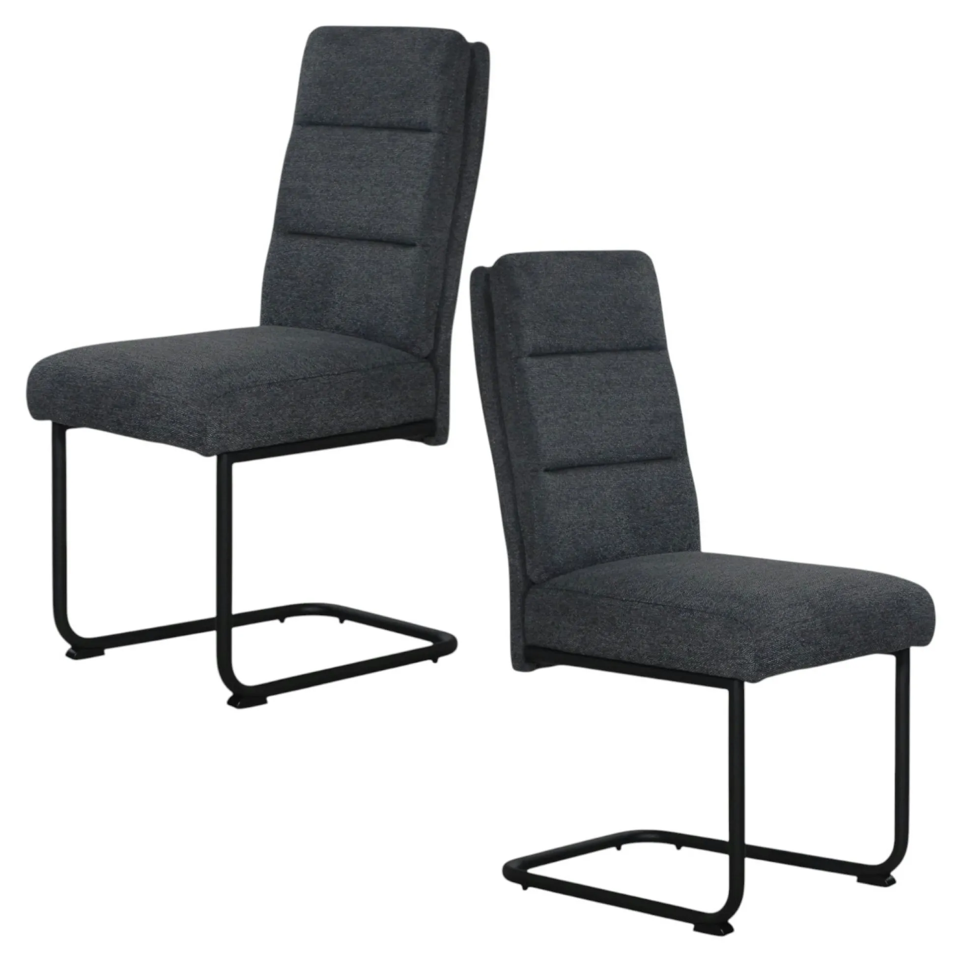 Chaise à dossier haut en tissu anthracite (lot de 2) LOMBARDIE