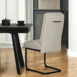 Chaise à dossier haut en tissu beige (lot de 2) LOMBARDIE