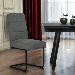 Chaise à dossier haut en tissu gris (lot de 2) LOMBARDIE