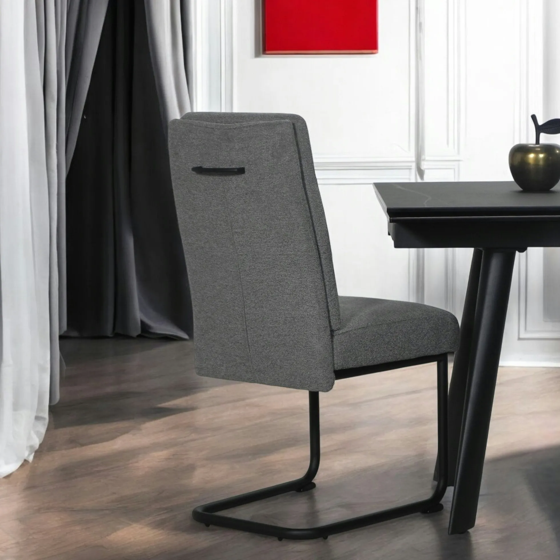 Chaise à dossier haut en tissu gris (lot de 2) LOMBARDIE