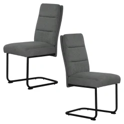 Chaise à dossier haut en tissu gris (lot de 2) LOMBARDIE