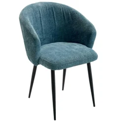 Chaise dossier rond tissu bleu (lot de 2) IENA