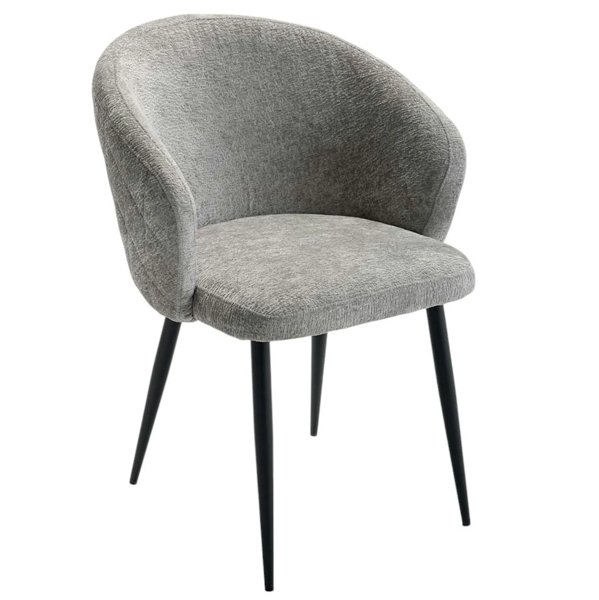 Chaise dossier rond tissu gris (lot de 2) IENA