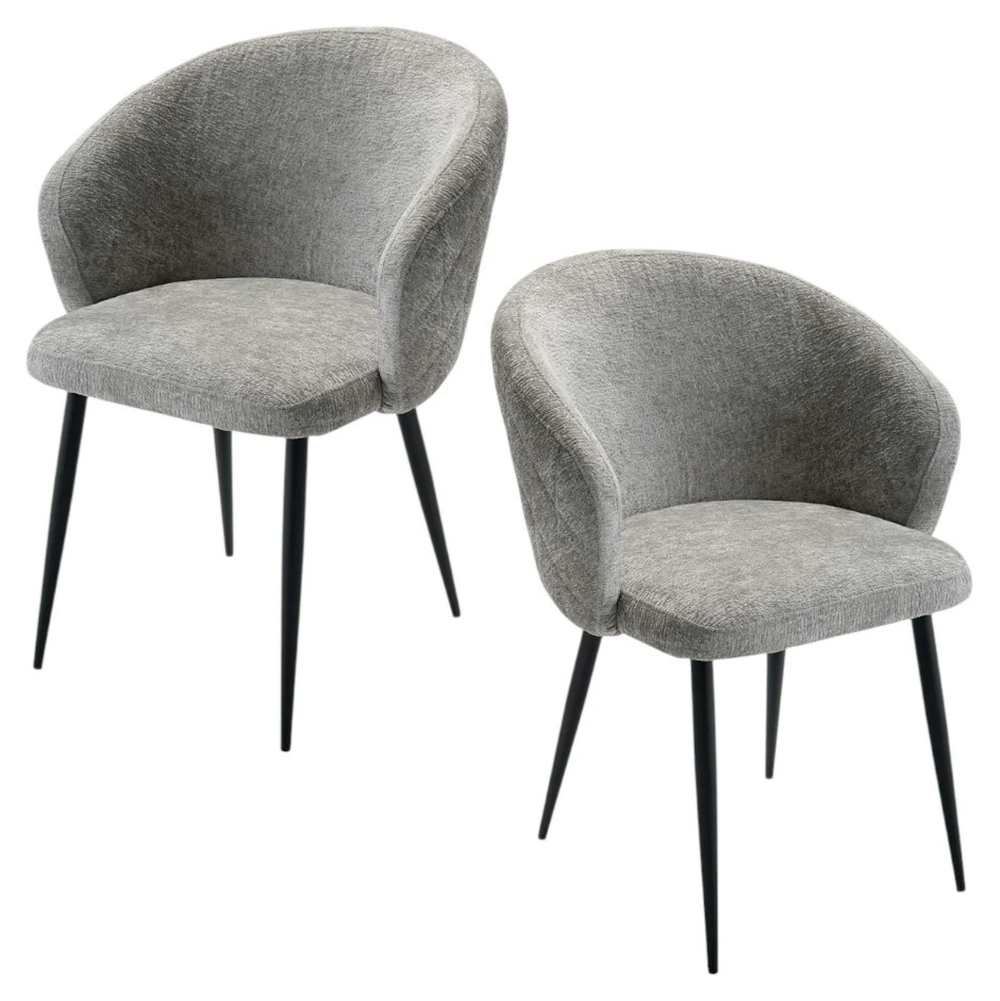 Chaise dossier rond tissu gris (lot de 2) IENA