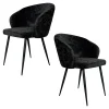 Chaise dossier rond tissu noir (lot de 2) IENA
