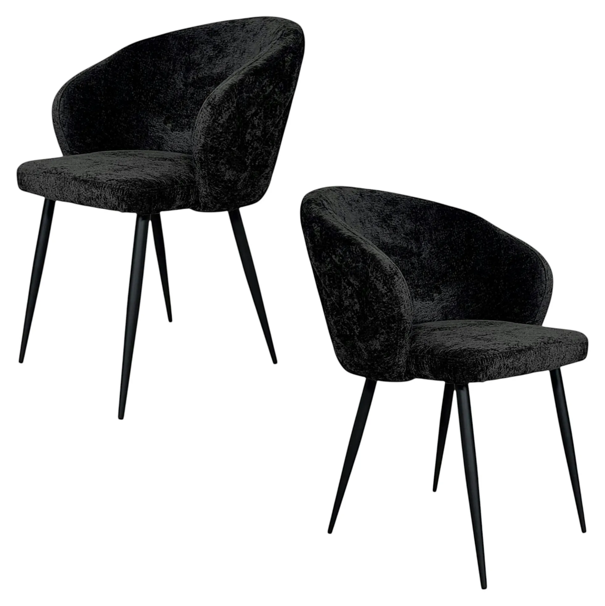 Chaise dossier rond tissu noir (lot de 2) IENA