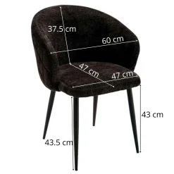 Chaise dossier rond tissu noir (lot de 2) IENA