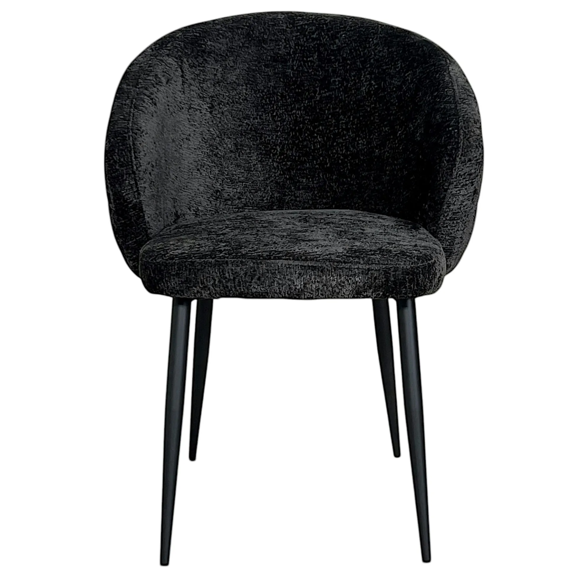 Chaise dossier rond tissu noir (lot de 2) IENA